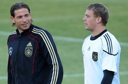 Tim Wiese y Manuel Neuer en los entrenamientos para el Mundial de Sudáfrica 2010