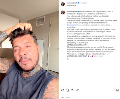 Tinelli dedicó un cariñoso mensaje para la selección argentina