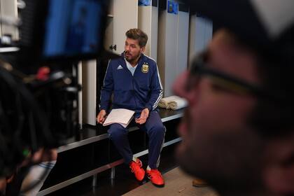 Tinelli en el backstage de la grabación de parte de la presentación que podrá verse mañana por Eltrece