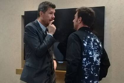 Tinelli estuvo junto a Guede en la presentación de los palcos de San Lorenzo