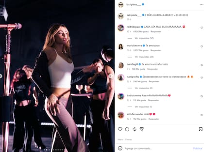 Tini mostró cómo se prepara para su show en Guadalajara (Foto: Instagram @latriplete____)
