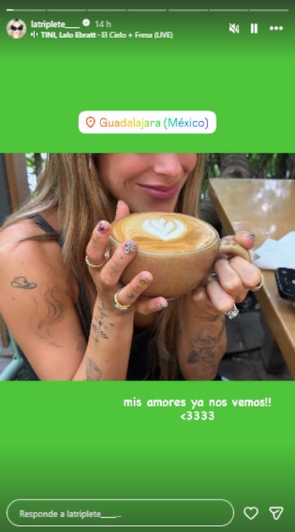 Tini reapareció en las redes tras el conflicto con su padre, Alejandro Stoessel (Foto: Instagram @latriplete____)