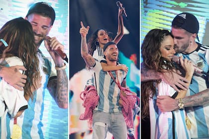 Tini Stoessel anoche junto a Rodrigo de Paul