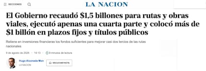 Titula de la nota del periodista Hugo Alconada Mon para LA NACION