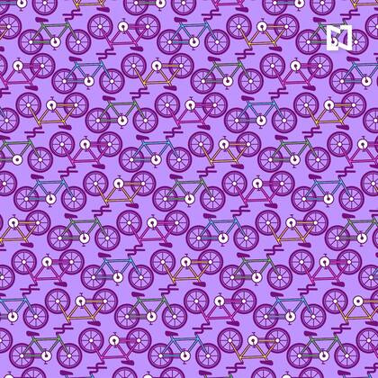 Todas estas bicicletas parecen iguales, peros solo dos de ellas no tienen pedales. ¿Te animás a encontrarlas?