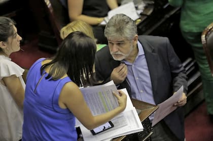 Daniel Filmus (FpV) dentro del recinto en la Cámara de Diputados