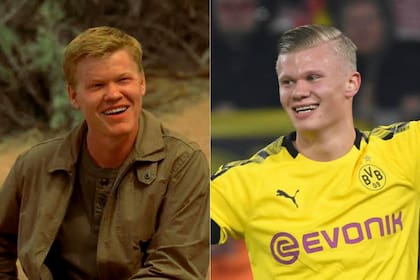 Todd Alquist, personaje de la serie Breaking Bad interpretado por el actor Jesse Plemons. A su lado, Erling Haaland, el joven goleador del Borussia Dortmund.