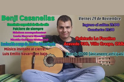 Todo a pulmón: Benji diseña los flyers y se ocupa de la convocatoria cada vez que tiene la oportunidad de presentarse en vivo.