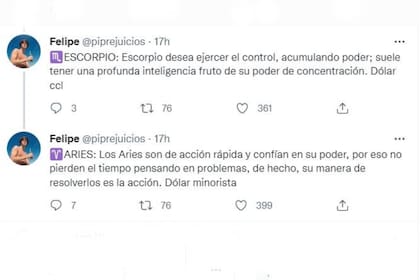 "Todo empezó cuando escuché que había un dólar Qatar", contó Felipe a LA NACION cómo nació su idea de hacer un horóscopo que relaciones los astros con el billete verde de origen estadounidense