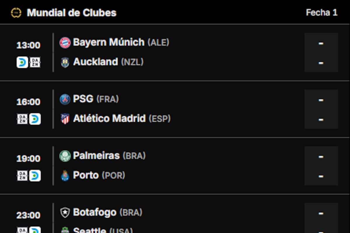 Todos los partidos del Mundial de Clubes se pueden seguir en vivo en canchallena.com, con datos actualizados al instante