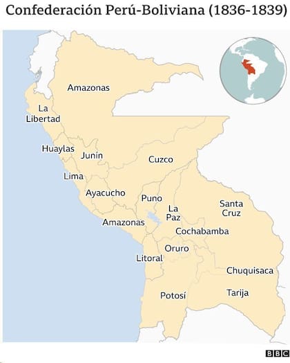Todos los territorios peruanos y bolivianos comprendidos en la Confederación Perú-Boliviana (1836-1839)