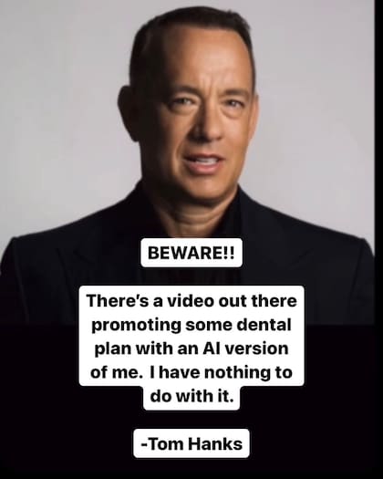 Tom Hanks alertó que crearon su imagen con IA y la usaron para una publicidad sin su consentimiento (Foto: Instagram @tomhanks)