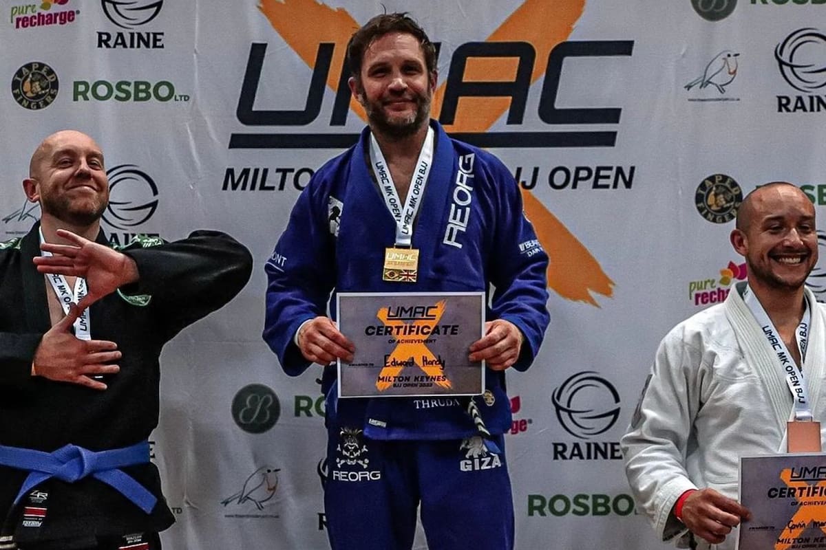 Tom Hardy, ganador de la medalla de oro en un torneo de Jiu-jitsu en Wolverhampton, Inglaterra