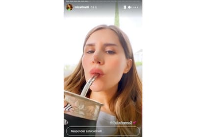 Tomando mate, Micaela Tinelli mostró cómo le quedó la nariz luego de una reciente rinoplastia