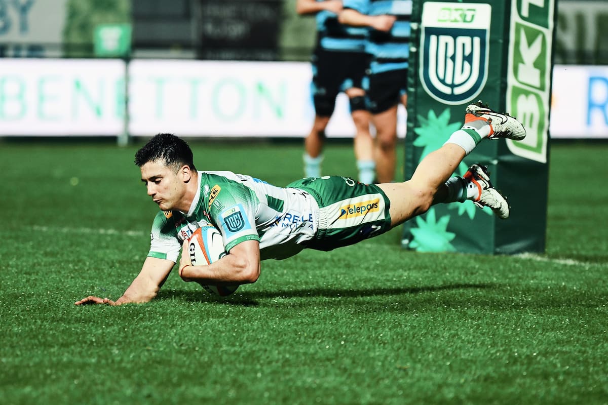Tomás Albornoz, fue una de las figuras de la victoria de Benetton sobre Cardiff Rugby en el United Rugby Championship