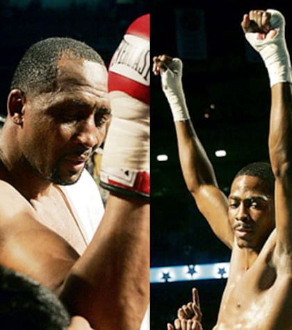 Tommy Hearns y su hijo Ronald, que le siguió los pasos y realizó 29 peleas, con 26 victorias