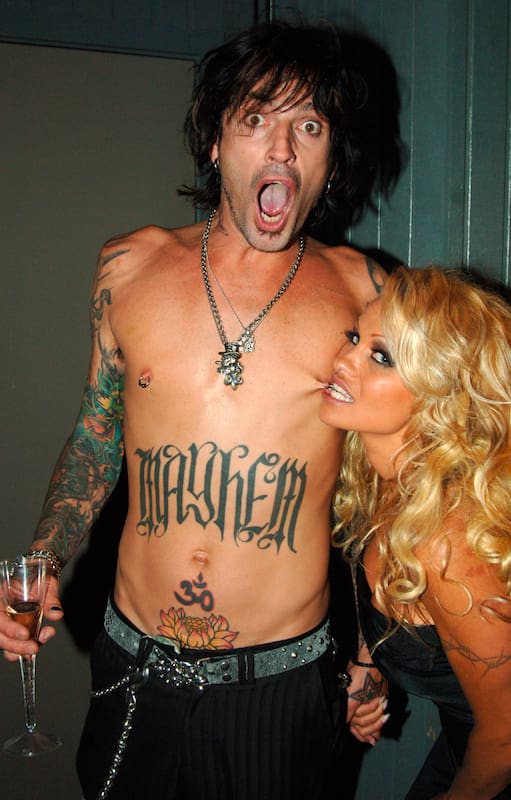 Tommy Lee and Pamela Anderson during Comedy Central Roast of Pamela Anderson - After Party at Sony Pictures Studio in Culver City, California, United States. ***Exclusive*** (Photo by Jeff Kravitz/FilmMagic, Inc)