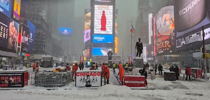 Tormenta invernal en la ciudad de Nueva York el 25 de enero de 2026; recorrida por la zona de Times Square en Manhattan (fotos: Juan Simo)
