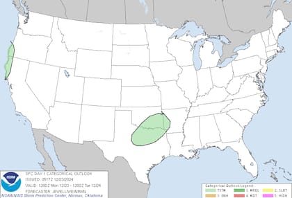 Tormentas dispersas afectarán zonas del sur, especialmente en Texas y Arkansas, con lluvias persistentes