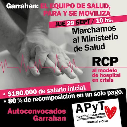 Trabajadores del Hospital Garrahan realizarán este jueves un paro y una movilización en reclamo de mejoras salariales.