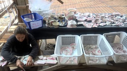 Trabajos de restauración de las piezas encontradas