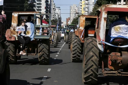 Tractores de desplazan por la ciudad