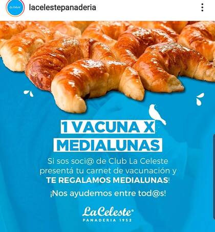 Tradicional panadería cordobesa ofrece medialunas a cambio de vacunas
