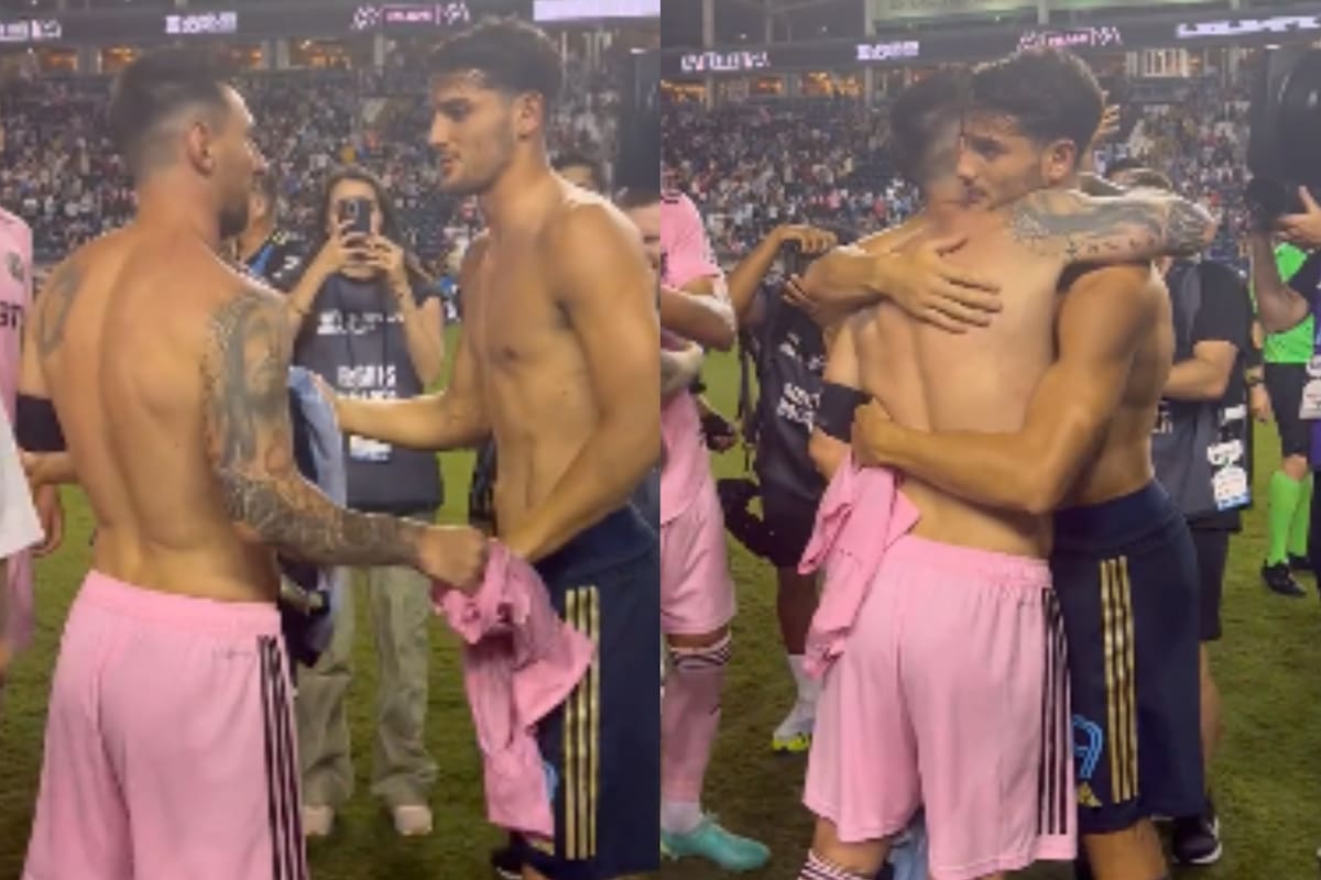 Tras el partido de Inter Miami, Lionel Messi y el argentino Julián Carranza, intercambiaron camisetas (Foto: Captura video / Twitter @MLS)