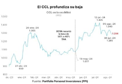 Tras el pico que alcanzó a mediados de julio, los dólares finacieros tendieron a la baja.
Fuente: PPI