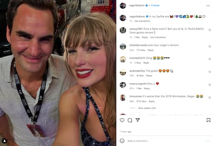 Tras el show, el extenista se tomó una selfie con la cantante (Foto: Instagram @rogerfederer)