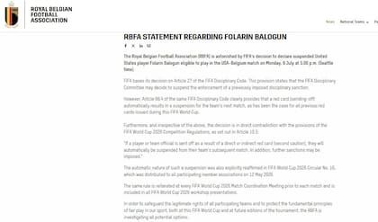 Tras la decisión de la FIFA, la fuerte crítica de la federación de fútbol belga.