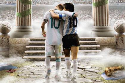 Tras la obtención de la Copa América 2021 los fotomontajes simbólicos entre Diego y Leo se multiplicaron