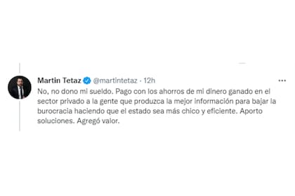 Tras la pregunta de un seguidor aclaró que el dinero saldrá de su sueldo