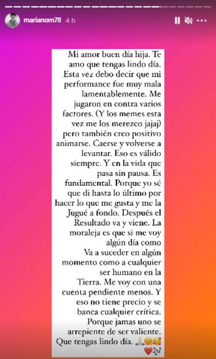 Tras su debut en Los Mammones, Mariano Martínez le dedicó un posteo a su hija