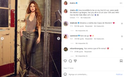 Tras su presentación en la inauguración del Mundial, Shakira comenzará con su gira en los Estados Unidos (Foto: Instagram @shakira)