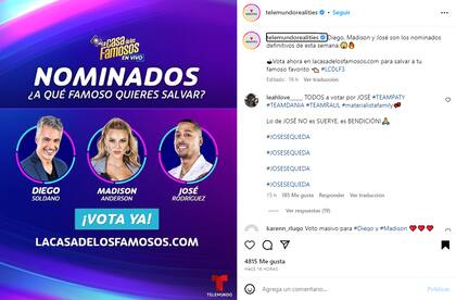 Tras un cambio en las reglas y una arriesgada decisión del líder semanal, los tres nominados definitivos fueron Diego, Madison y José