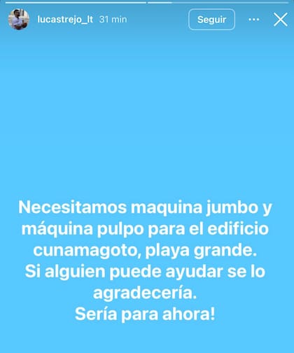 Trejo pidió maquinaria para buscar a su familia