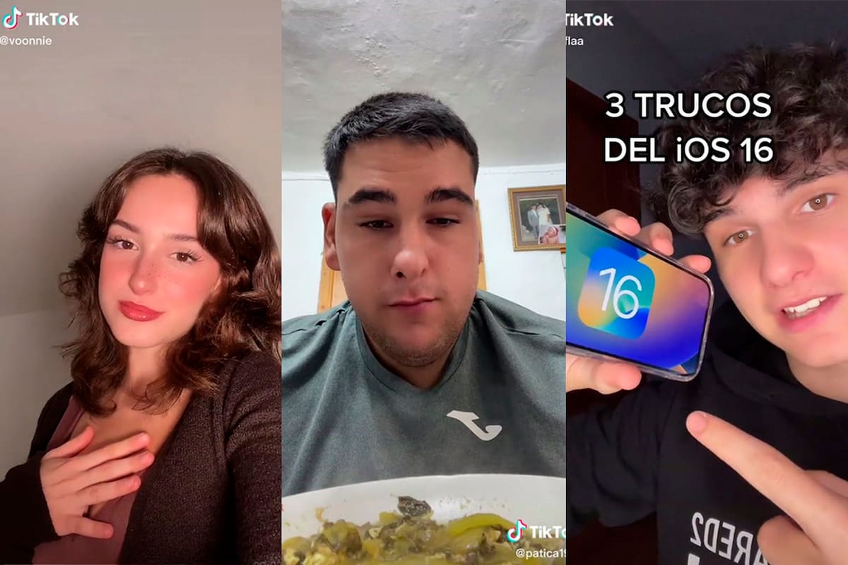 Tres creadores de contenido en TikTok: la artista Voonniie, el agricultor comilón Patica y el experto en tecnología Snoflaa
