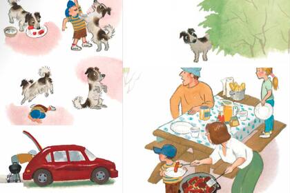 Tres escenas de "El perro vagabundo", de Marc Simont