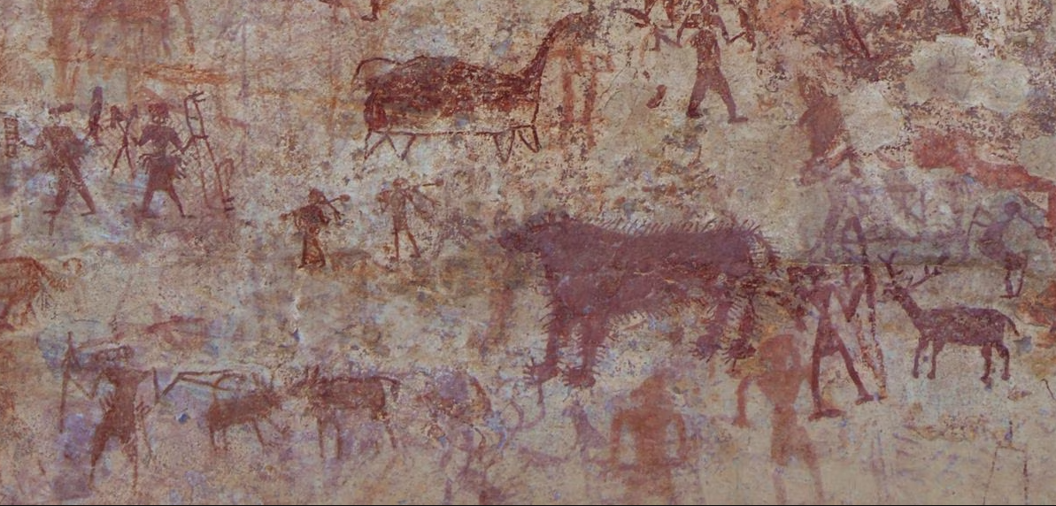 Los artistas del valle del Betwa pintaron animales, signos y dibujos antropomórficos de cazadores y danzantes