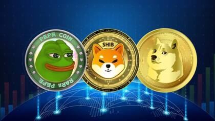 Tres memecoins populares: pepe, shiba y doge