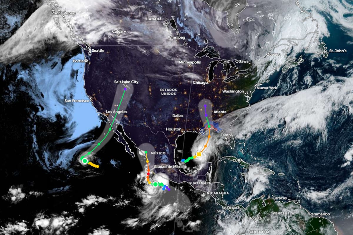 Tres sistemas tropicales evolucionan de manera simultánea en América del Norte