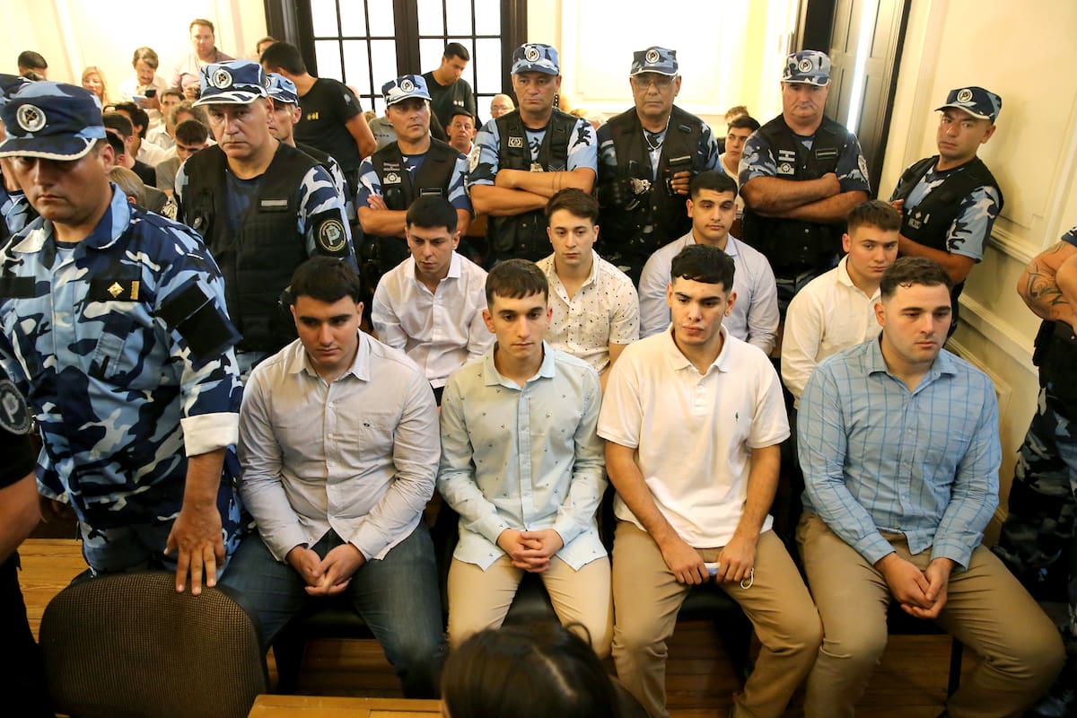 Tribunales de Dolores.
Juicio por el asesintao de Fernando Baez Sosa. Jornada de sentencia. Imagenes de los acusados, Dolores 7 de febrero