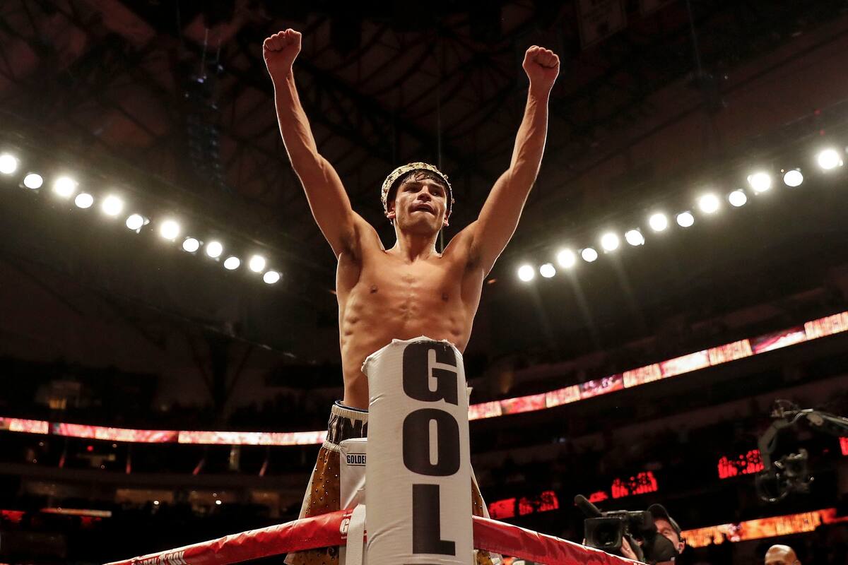 Triunfo de Ryan García frente Luke Campbell durante la pelea por el título ligero interino del CMB en el American Airlines Center el 2 de enero de 2021 en Dallas, Texas. Tim Warner / Getty Images / AFP