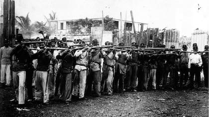 Tropas colombianas en Colón, Panamá. Noviembre de 1902