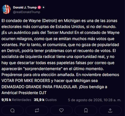 Trump acusa fraude tras las elecciones primarias del Partido Demócrata en Michigan
