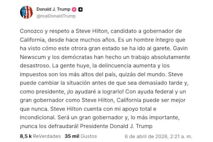 Trump asegura que su administración ayudará a Hilton si gana los comicios del 3 de noviembre