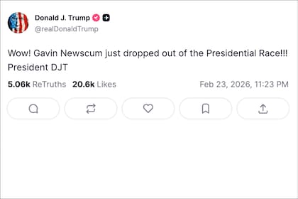 Trump cruzó a Newsom en redes sociales y aseguró que retiró su candidatura presidencial para el 2028