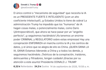 Trump cuestionó los límites al sector y vinculó el desarrollo de esta tecnología con la competencia frente a China