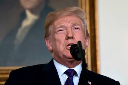 Trump durante el discurso en el que anunció el ataque a Siria